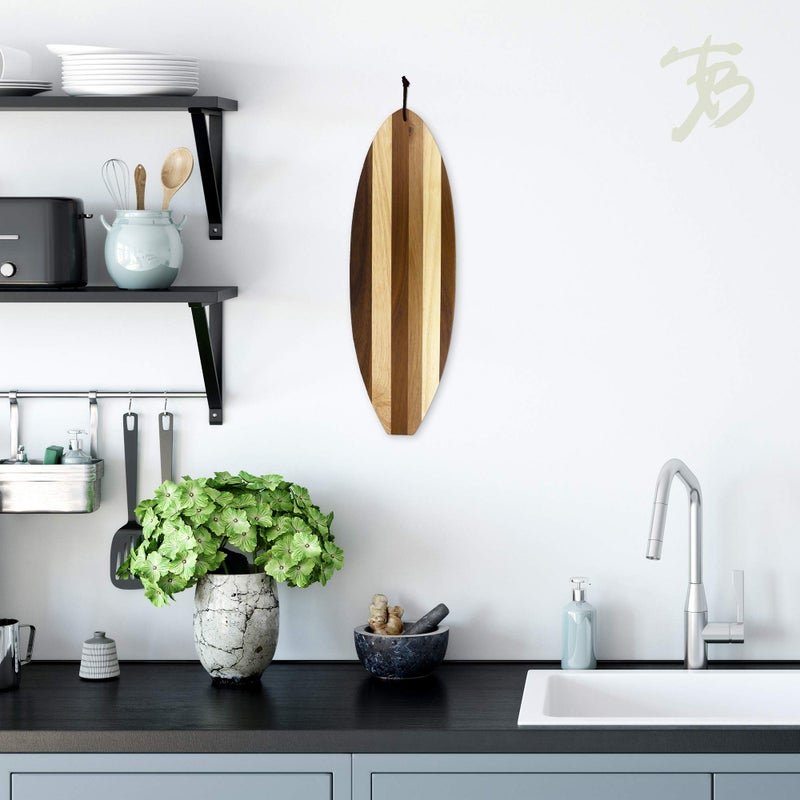 Totally Bamboo Rock & Branch Series Shiplap Surfboard Shaped Wood Serving and Cutting Board | Great for Wall Art - Image 3